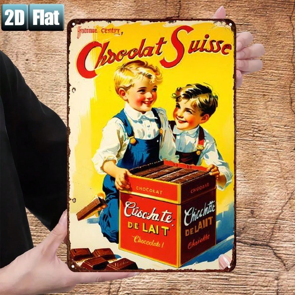 CIFbuy Swiss Milk Chocolate Kids Room Bar Placa De Lata De Metal Vintage 8x12 Pol .