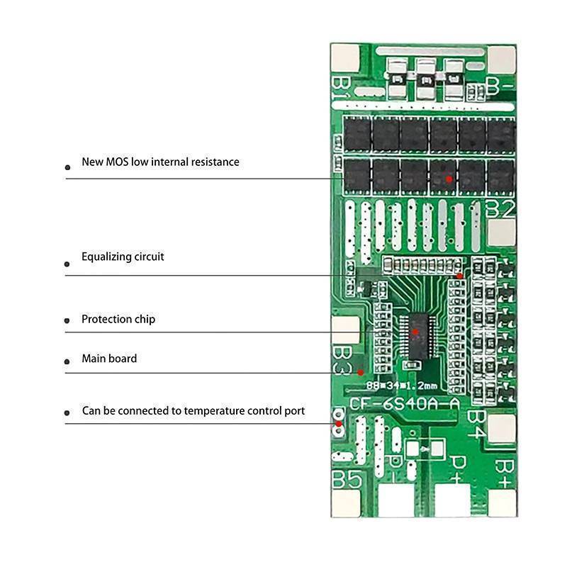 Abongbanghn 22V 24V 6S 40A 18650 Li-Ion Poretect Placa Iluminação Solar BMS PCB Com Equilíbrio Para Scooter Ebike Agradá