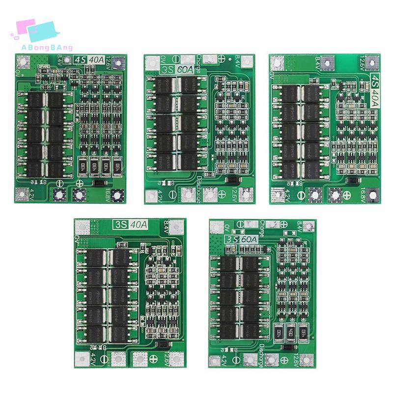 Abongbanghn 3S 4S 40A 60A Placa De Proteção Do Carregador De Íon-Lítio 18650 BMS Para Motor De Broca 11.1V 12.6V/14.8V 1