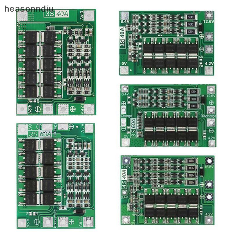 [heasonndiu] 3S 4S 40A 60A Placa De Proteção Do Carregador De Íon-Lítio 18650 BMS Para Motor De Perfuração 11.1V 12.6V/1