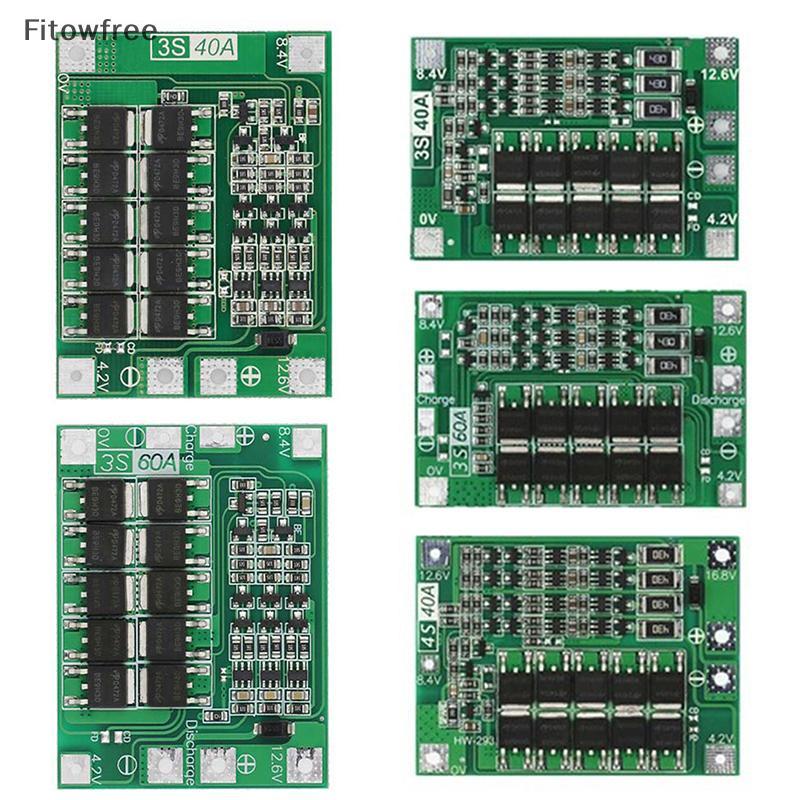 FITOW 3S 4S 40A 60A Placa De Proteção Do Carregador De Íon-Lítio 18650 BMS Para Motor De Broca 11.1V 12.6V/14.8V 16.8V M