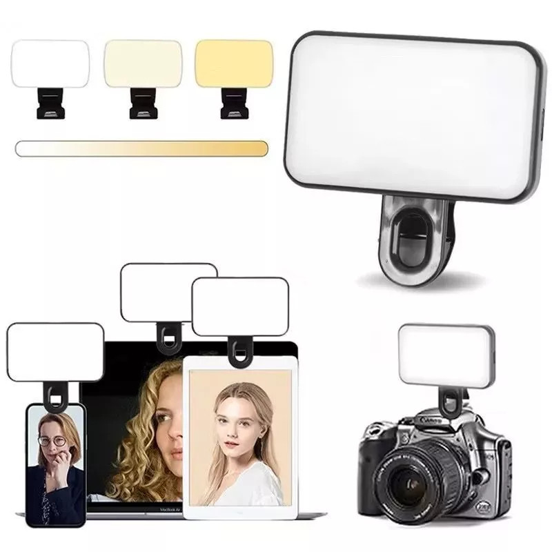 Mini Led 3 Modos De Luz LED Selfie Clip Live Stream Video Clip-on Portátil Maquiagem Recarregável
