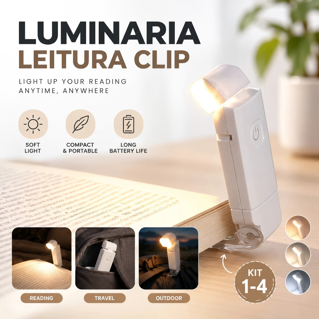 Luz De Leitura De Livros De Leds Brilho Ajustável USB Clip De Proteção Dos Olhos Portátil Bookmark Light