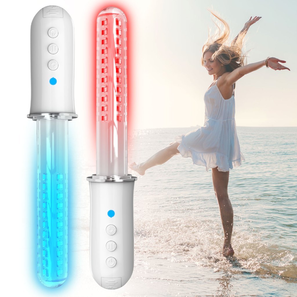 Dispositivo Feminino de Luz Vermelha e Azul 630nm/465nm, 3 Vibrações, Timer 35 Min, Recarregável