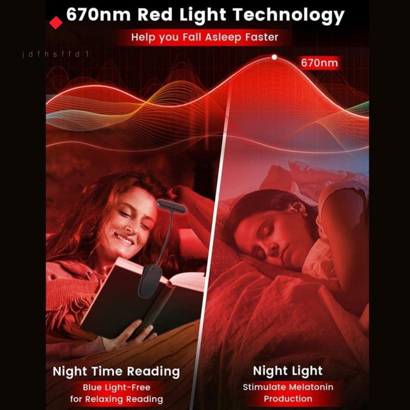 [Promover J] Luz Vermelha De Livro De 630nm Para Leitura À Noite , Luzes De Reguláveis Livros Na Cama , Clipe De Lâmpada