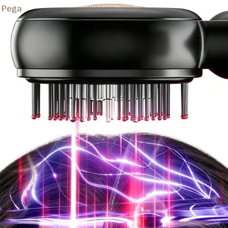 [Pega-t] Pente Elétrico Para Massagem De Cabeça 630nm Massageador De Couro Cabeludo Recarregável Com Luz Vermelha Design