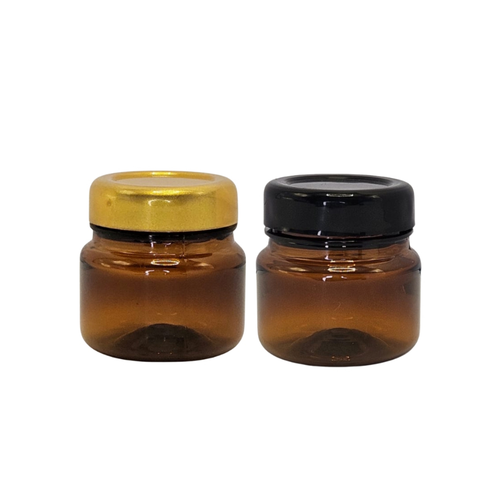 20 Mini Potinho Pet Ambar 40g Cosmético, Docinho, Brigadeiro
