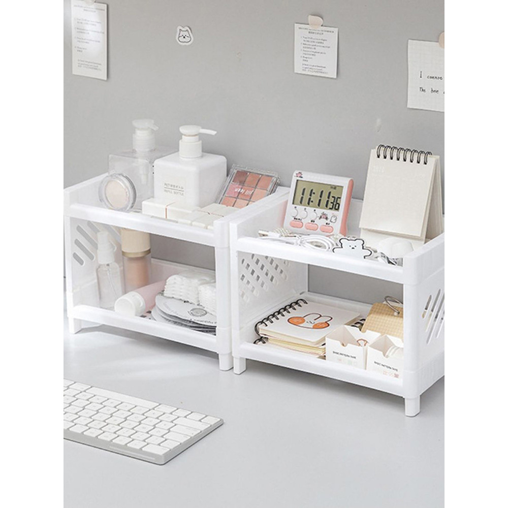 Dormitório prateleira Multi-camada prateleira sala de estar cosméticos Desktop doméstico Mini prateleira de plástico arm