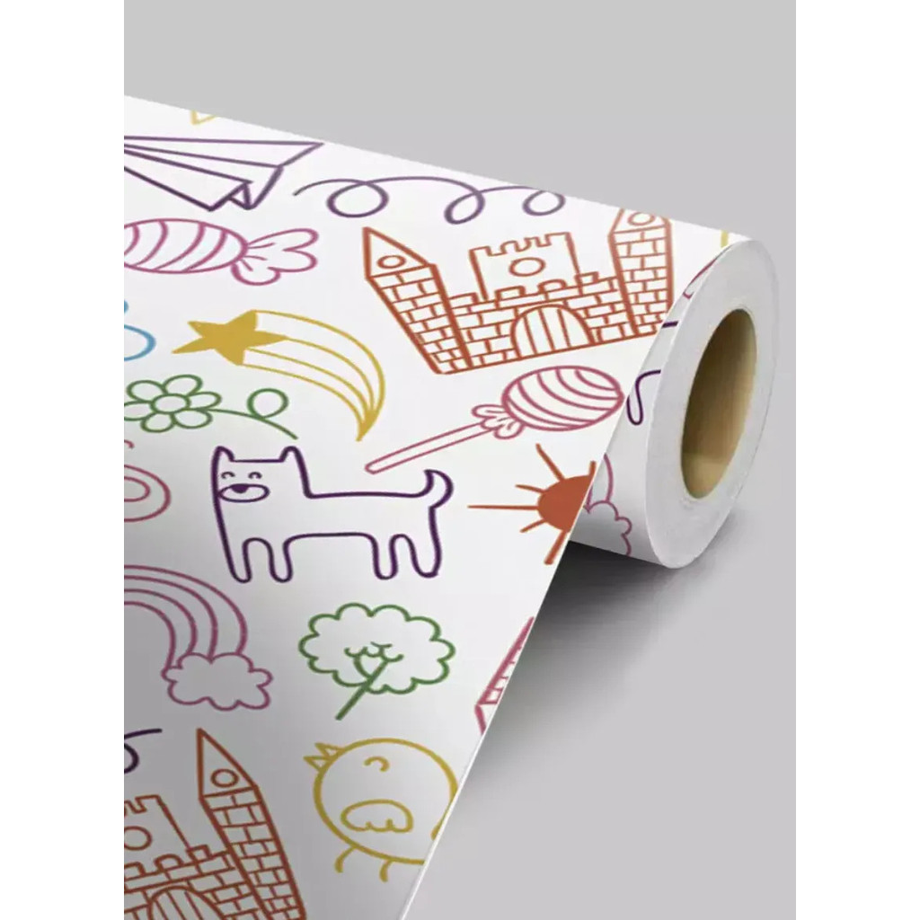Papel De Parede Infantil Colorido Alegre Desenhos Lúdicos Quarto Bebê Criança Decoração 50x300cm Kids
