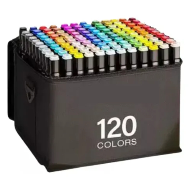 Kit 120 Peças Canetas Marcadores Artísticos Cores Vibrantes Pronta Entrega