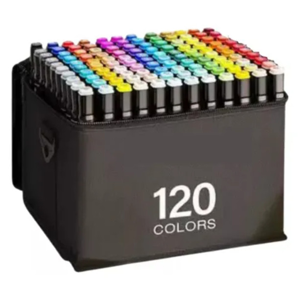 Kit 120 Peças Canetas Marcadores Artísticos Cores Vibrantes Pronta Entrega