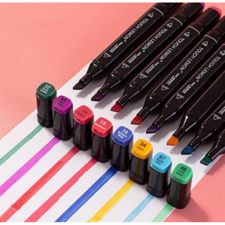 Canetas De Desenho Pintura Kit Com 60 Unidades Ponta Dupla Com Estojo