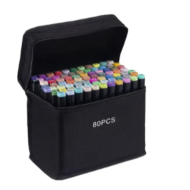 Kit 80 Canetas Marcadoras Ponta Dupla Para Desenhos Artísticos Cores Vibrantes