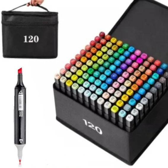 Kit 120 Marcadores Artísticos Canetas Cores Vibrantes Pronta Entrega