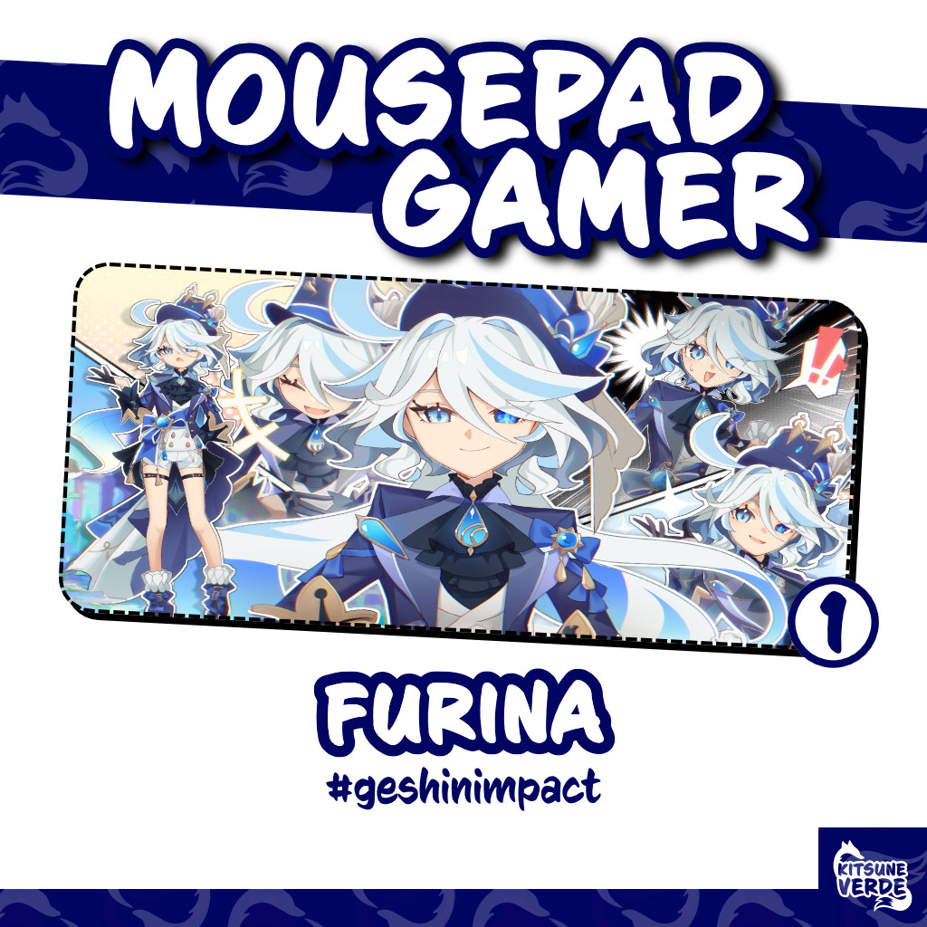 Mouse Pad Gamer  - Furina Focalors - Genshin Impact  - 90x40 - 80x40 - 70x30 - 60x40 - 40x45 cm