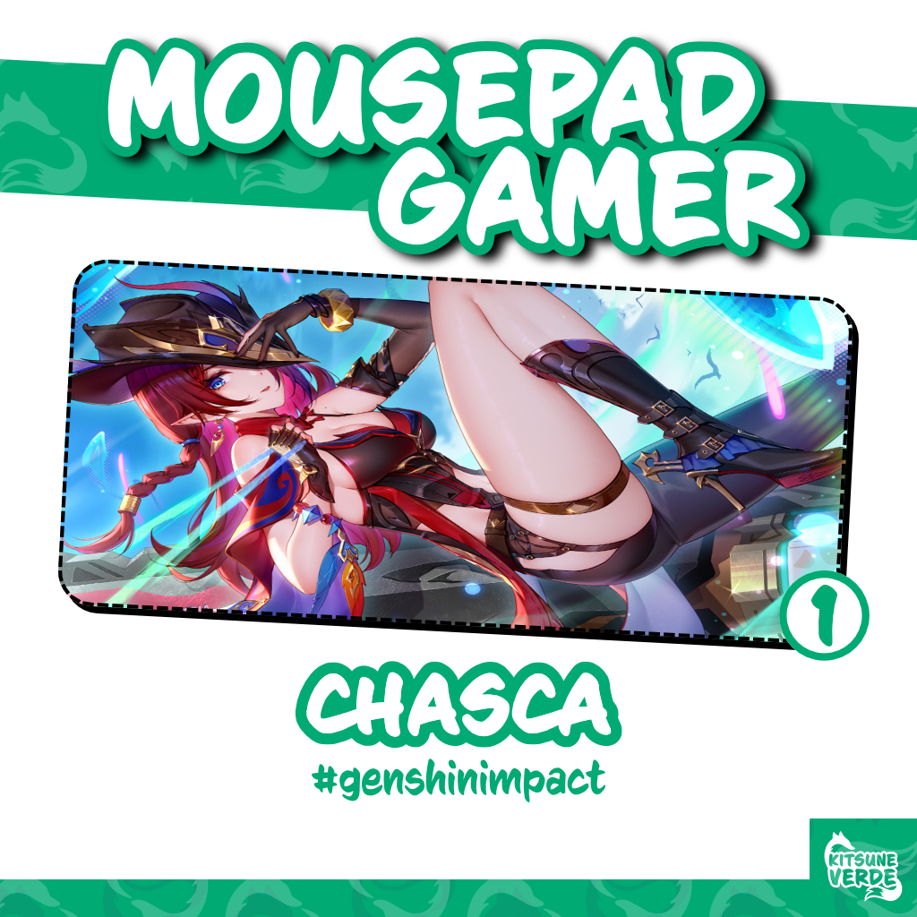 Mouse Pad Gamer - Chasca - Genshin Impact- 90x40 - 80x40 - 70x30 - 60x40 - 40x45 cm