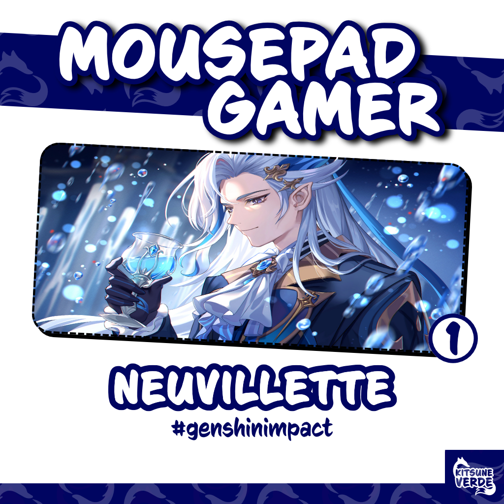 Mouse Pad Gamer - Neuvillette - Genshin Impact- 90x40 - 80x40 - 70x30 - 60x40 - 40x45 cm