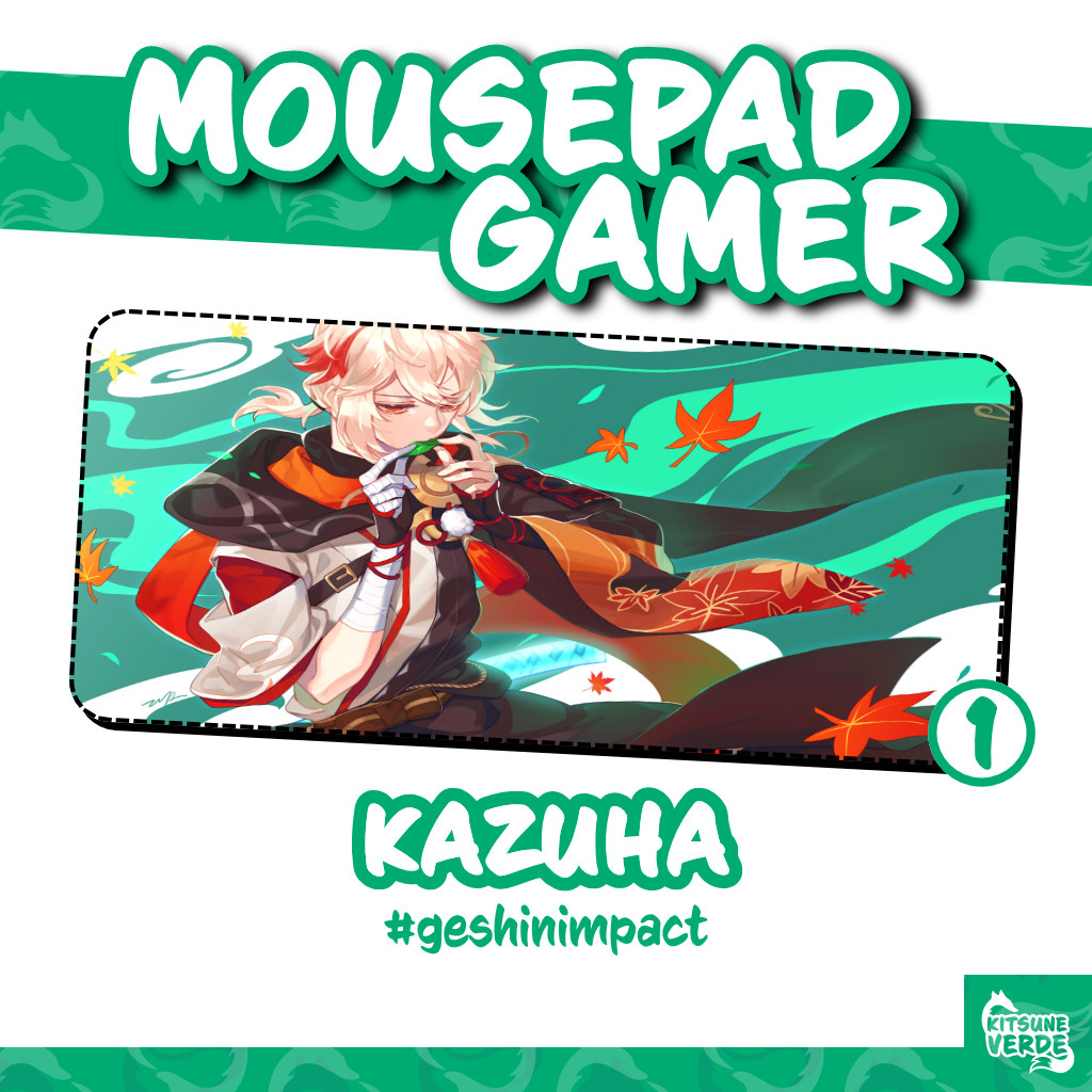 Mouse Pad Gamer  - Kaedehara Kazuha - Genshin Impact - 90x40 - 80x40 - 70x30 - 60x40 - 40x45 cm