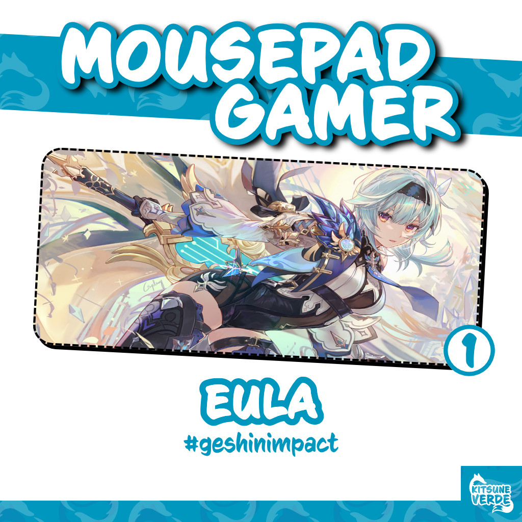 Mouse Pad Gamer - Eula - Genshin Impact - 90x40 - 80x40 - 70x30 - 60x40 - 40x45 cm