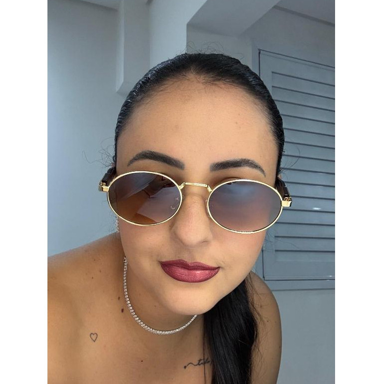 Óculos de Sol Oval ponte reta Metal Vintage Unissex UV400 Finoti varias cores preto marrom azul REDONDO PRETO DEGRADE
