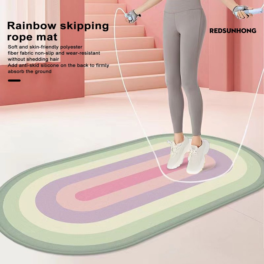 [REDS] 100x50CM Rainbow Color Jump Corda Tapete De Dupla Face Antiderrapante Base De Silicone À Prova De Choque Exercíci