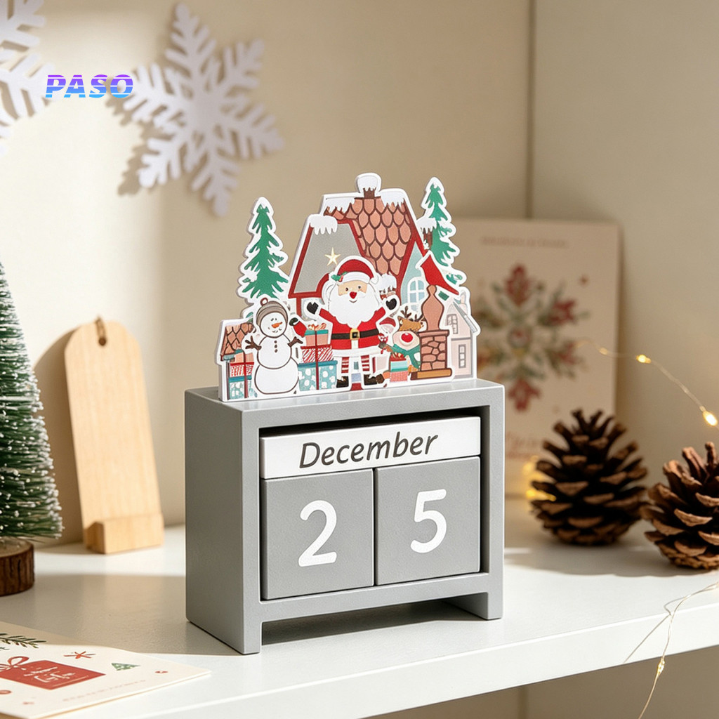 Christmas Countdown Calendar Party Supplies Blocks Desktop Advent with Movable – Days Until Xmas for Home for Family