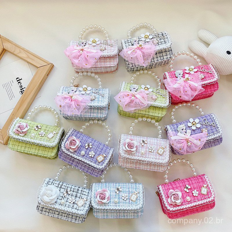 New style children's small square shoulder bag, stylish little princess handbag, Korean version girls' chain crossbody b