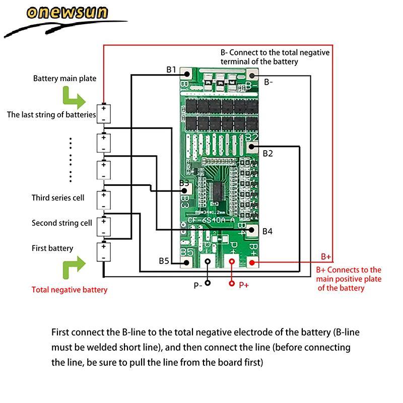 22V 24V 6S 40A 18650 Li-Ion Porotect Placa Iluminação Solar BMS PCB Com Equilíbrio Para Scooter Ebike