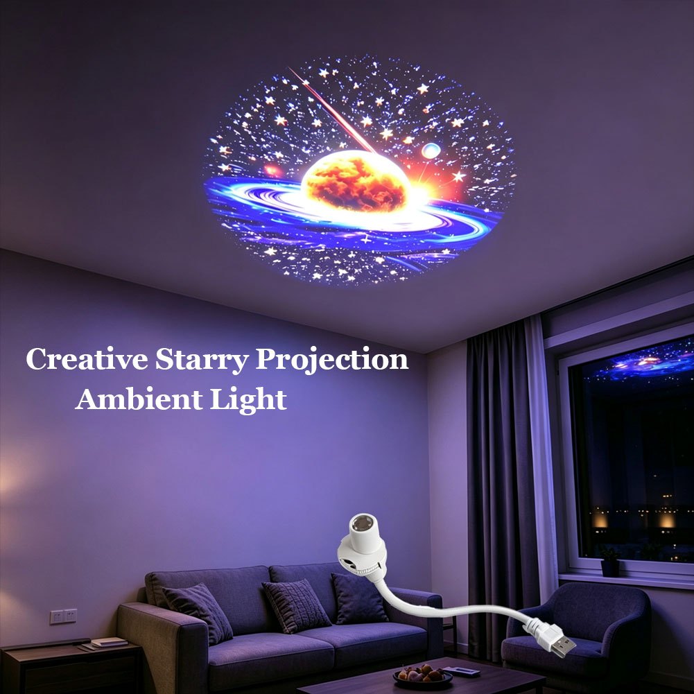 Galaxy Star Projetor Night Light USB Lâmpada De Atmosfera De Carro Com Discos De Filme 5/10/15