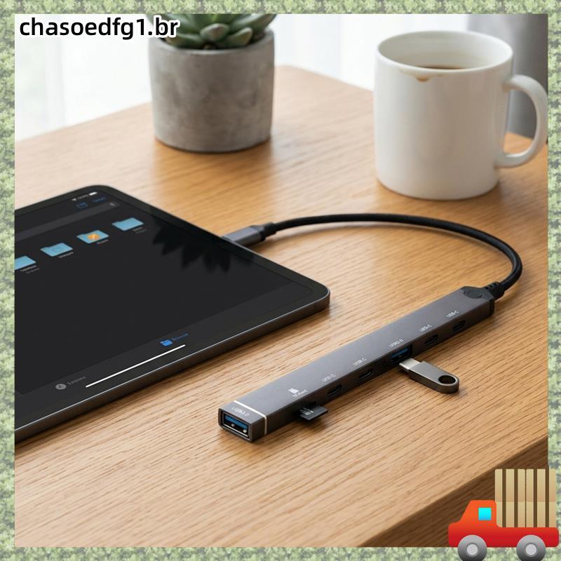 Estação De Acoplamento 7 Em 1 USB + Type C Hub Com Leitor De Cartão TF SD Laptop Tablet Conversor De Disco De Telefone