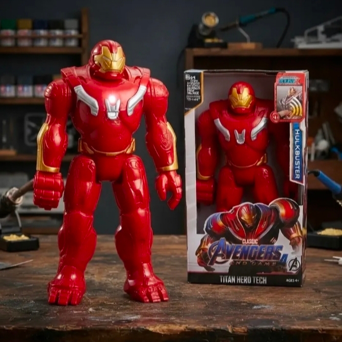 Boneco Hulkbuster Vingadores Avengers Grande 30 Cm Articulado Luz E Som De Batalhas Lutas Heroes