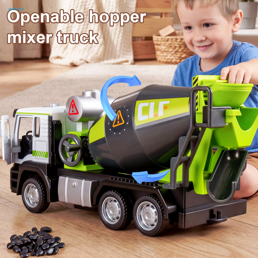 Construction Truck Toy Movable Joints Engineering Vehicle Kids Mixer with Light Sound Opening Doors Inertia Drive for To