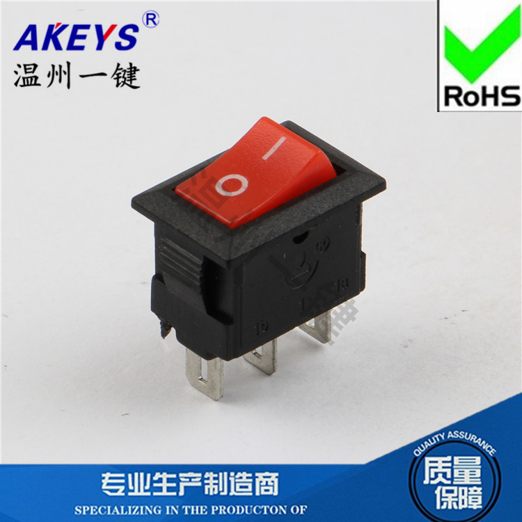 10 Pçs KCD11-102-3P Brinquedo Power Rocker Switch Tripé 2 Engrenagem 10 * 15 Capa Vermelha Preto 3A Cobre