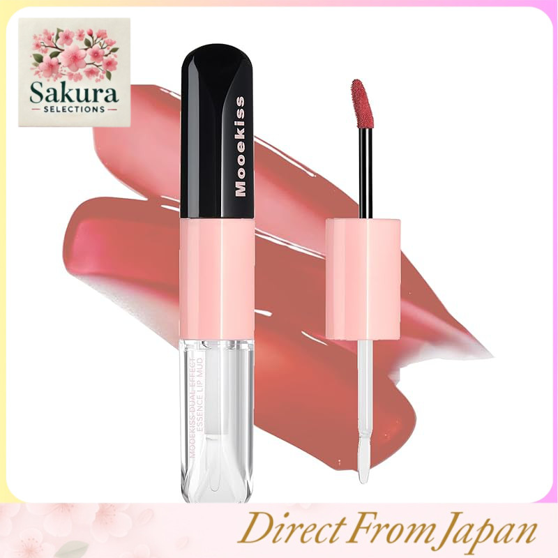 Mooekiss Batom Matte 2 em 1 com Gloss Labial Duplo e Essência - Longa duração, Hidratante, Alta pigmentação, Não borra, Brilho espelhado. Recomendado no TikTok.