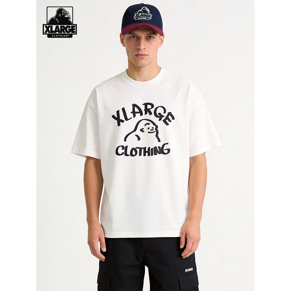 XLARGE Clássico Gorilla Head Single Word Impresso Manga Curta Estilo De Rua Americano 100 % Algodão Premium Camiseta Ext