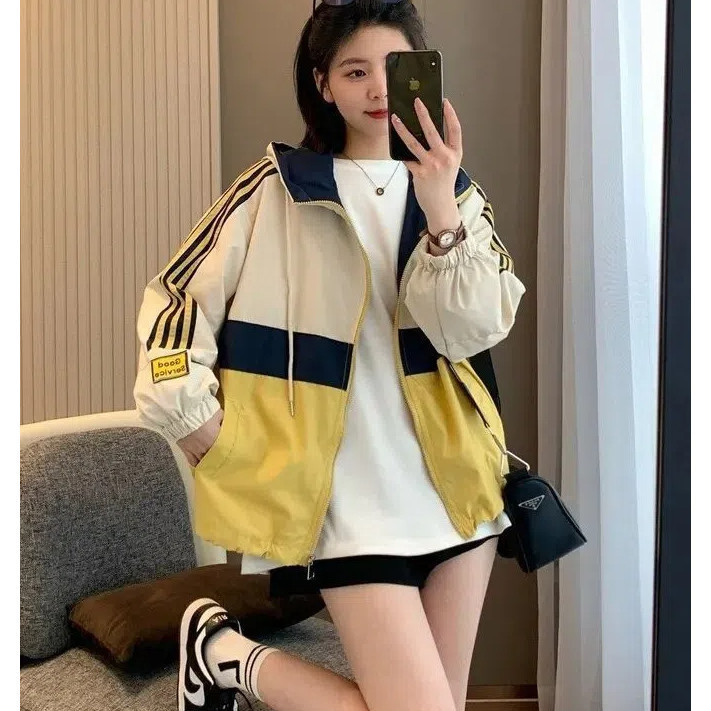 Summer New Loose Splicing Color Contrasting Sunscreen Revestimento Fino