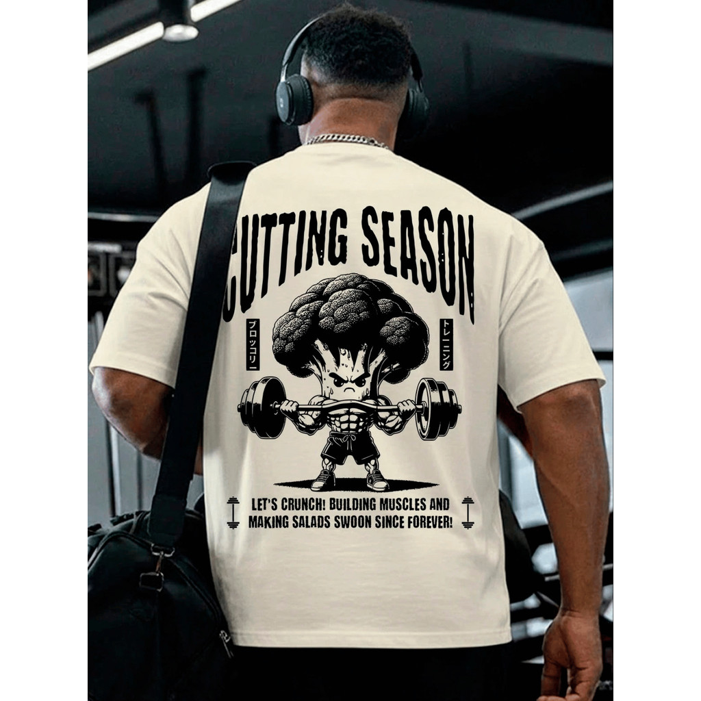 Camiseta Masculina Cutting Season Brocolis Algodão Fitness Academia Treino Corrida