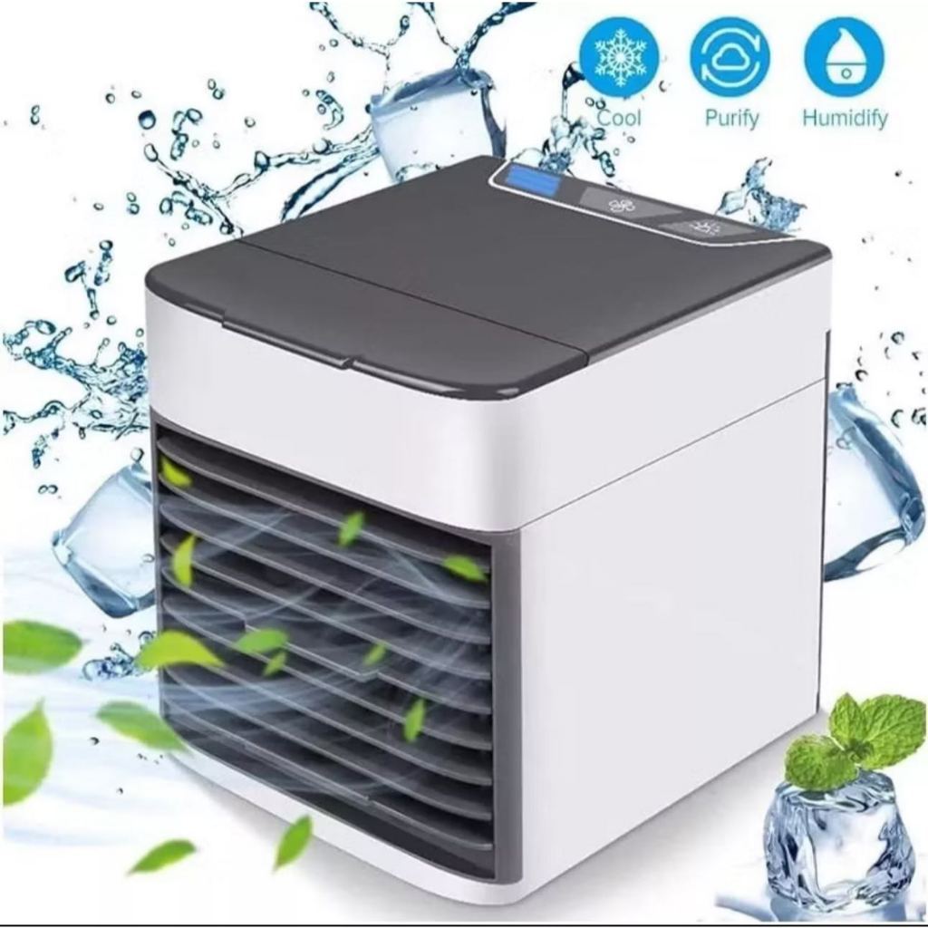 Mini Ar Condicionado Portátil Climatizador Ultra Umidificador USB 3 Velocidades com Gelo LED Portátil Silencioso 10W