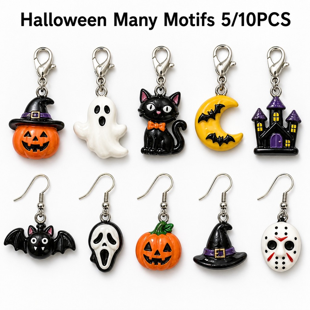 5/10 Pcs Aleatório Halloween Traje Acessório Encantos Mini Pingente Chaveiro Suprimentos