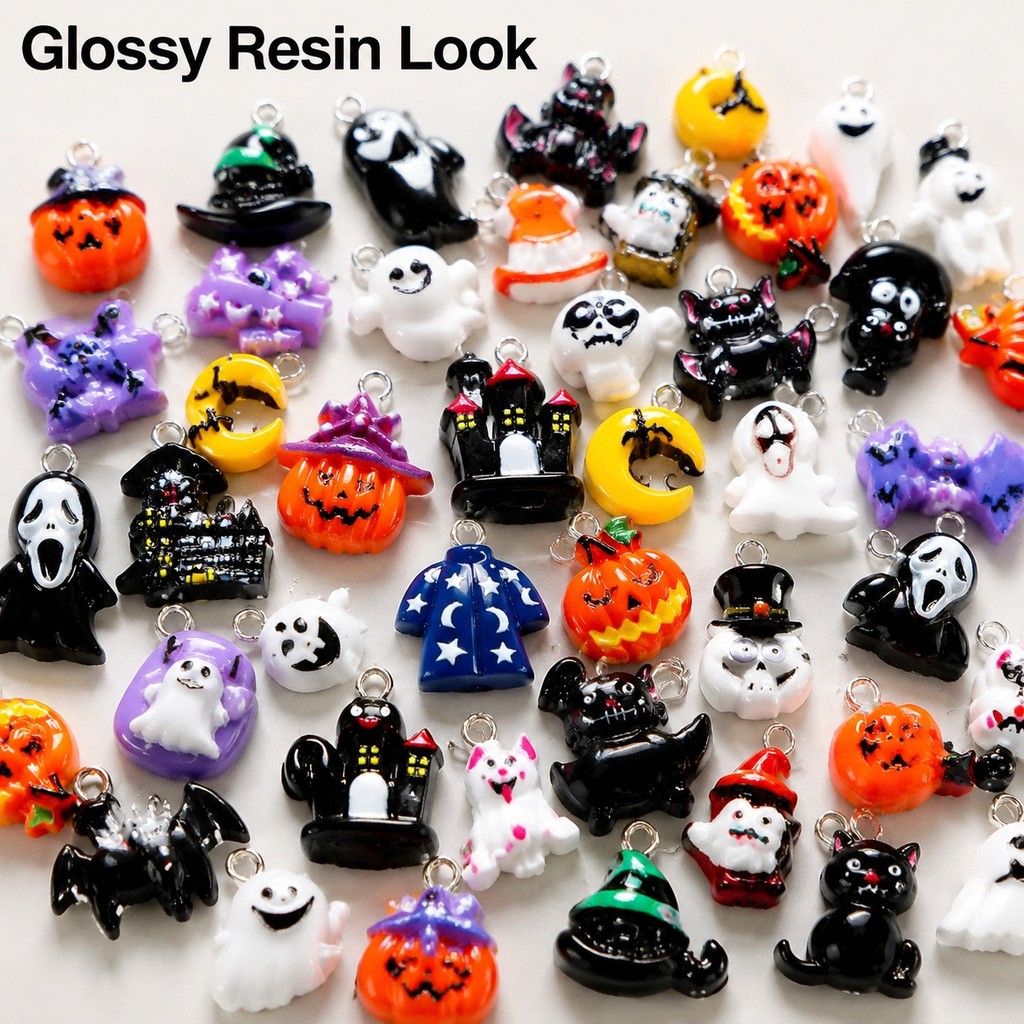 20/50 Pcs Aleatório Mini Resina Pingentes De Halloween Para Correias De Telefone Chaveiros Joias DIY