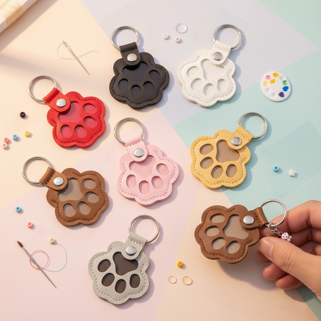 St.kunkka Chaveiro De Pata De Gato De Couro Fofo Pequeno Presente Para Ela Ele Mini Porta-Fotos Amuletos De Bolsa