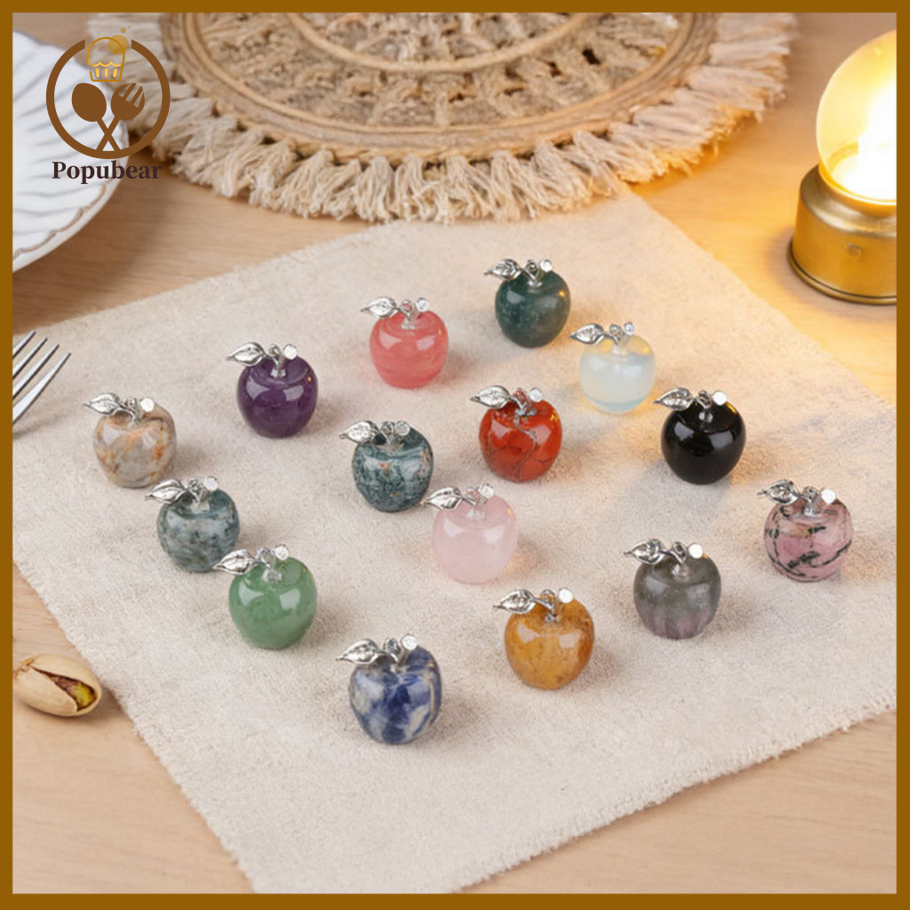 Hand-polished Faux Pendant Natural Stone Diy Fruit Shape Necklace with Electroplated Silver Leaf Buckle 20mm Mini for Ha