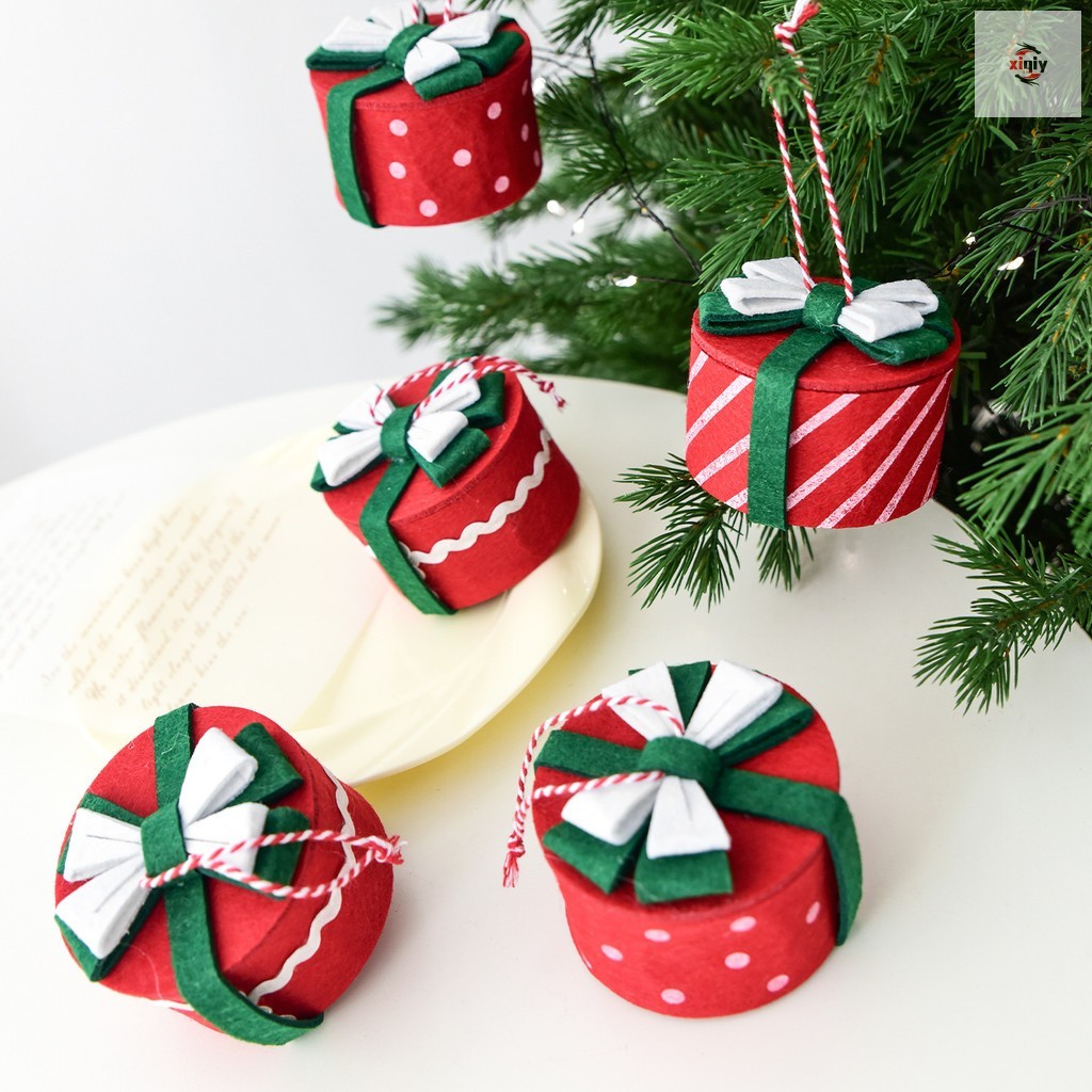 Mini Pacote De Presente De Natal-Pingente De Decoração De Árvore De Pequenos Enfeites Para Férias