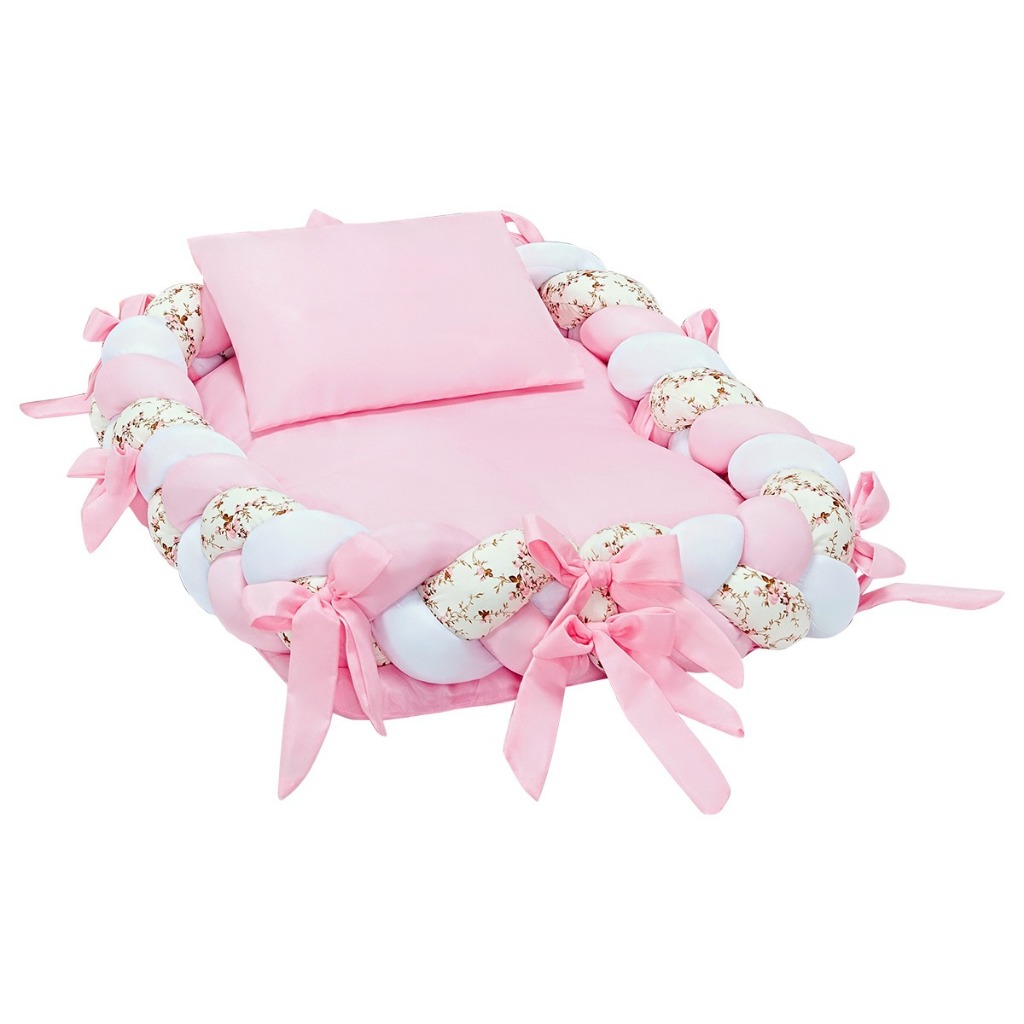 Ninho Trança para Bebê 4 Peças Floral Rosa Menina