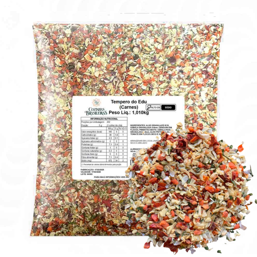 Cozinhas Brasileiras tempero edu guedes premium p/carnes 200g, 500g, 1,010Kg