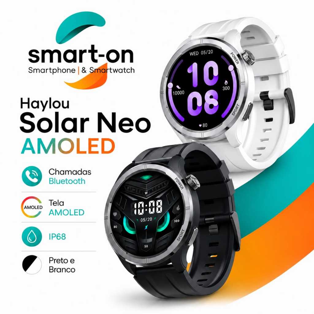 Smartwatch Haylou Solar Neo HD 1.53” Original | Chamadas Bluetooth | IP68 | Android e iPhone