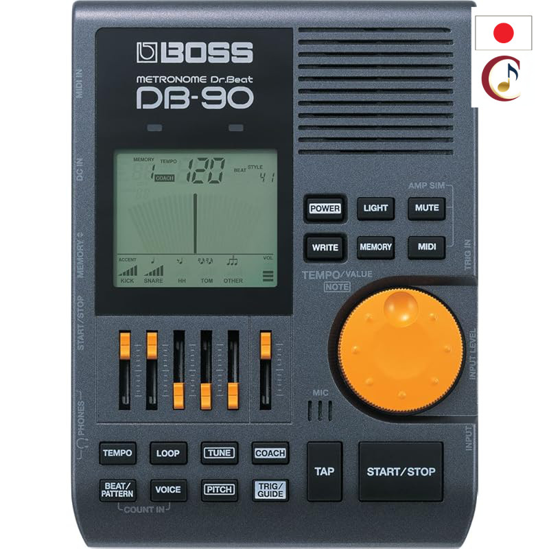 BOSS Dr. Beat DB-90 Metronome with rhythm training features, for drums, instrument practice, and live performance; Dr. B