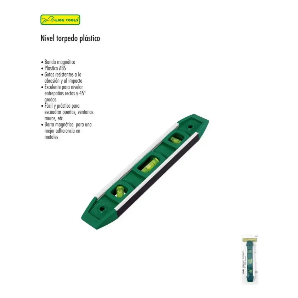 Nível Torpedo 9 De Alumínio Abs Magnetic Fish Ímã Lion Winns
