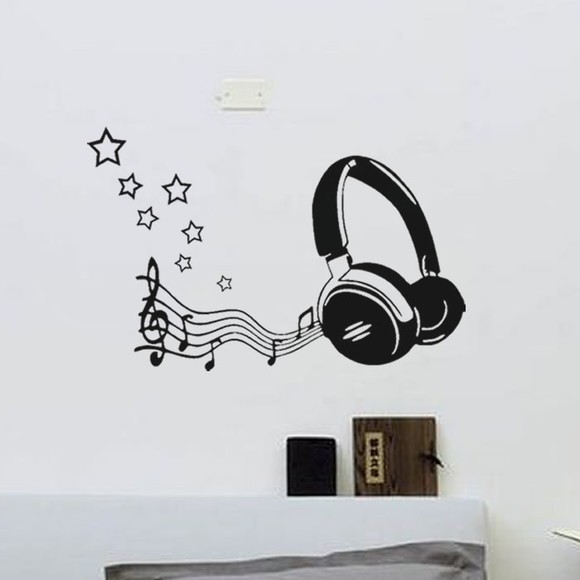 Adesivo Decorativo Fone Música Som Parede Sala Studio
