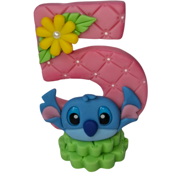 Vela de Biscuit Simples Para Aniversário Stitch